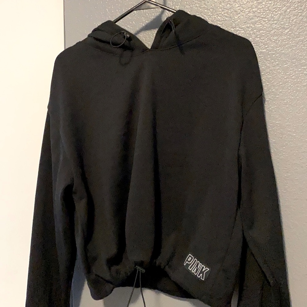 COPY - Black cropped hoodie PINK
